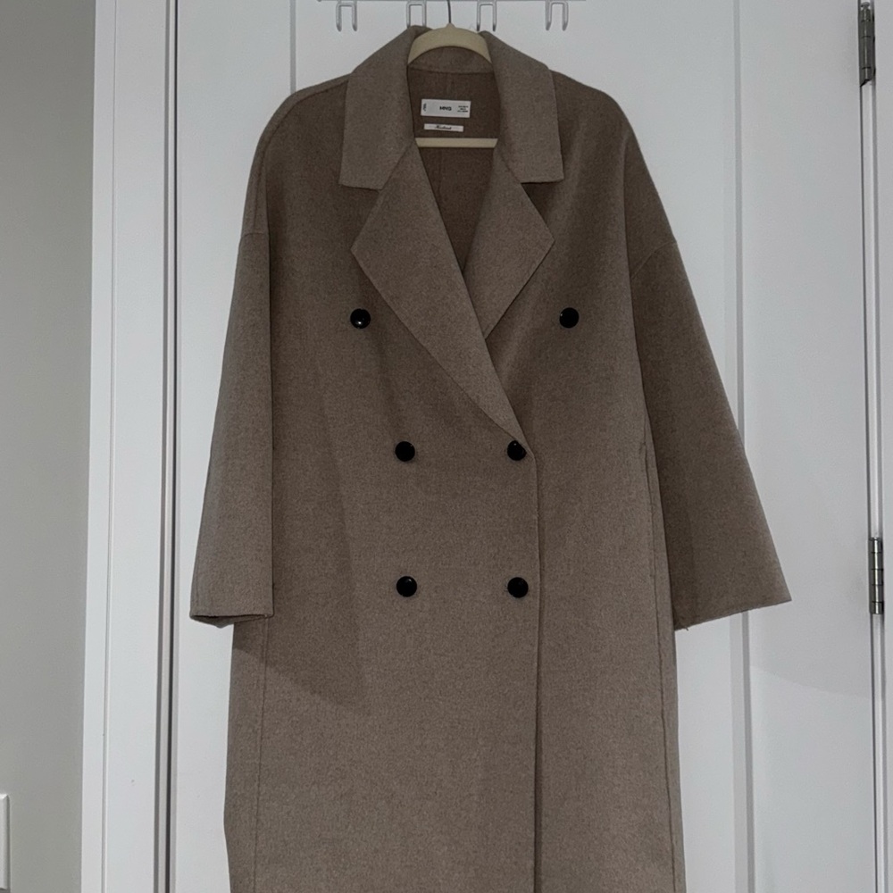 Mango Oversized Double-Breasted Coat - Brown